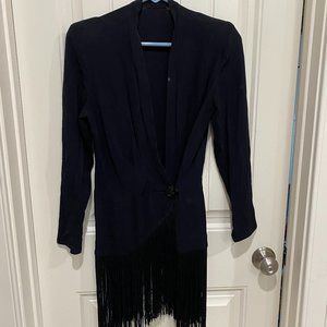 Vintage, black fringed jacket and skirt